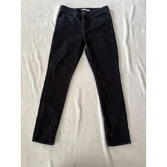 Levi's Womens 311 SHAPING SKINNY CORDUROY PANTS Size 30 Soft Black - Picture 1 of 11